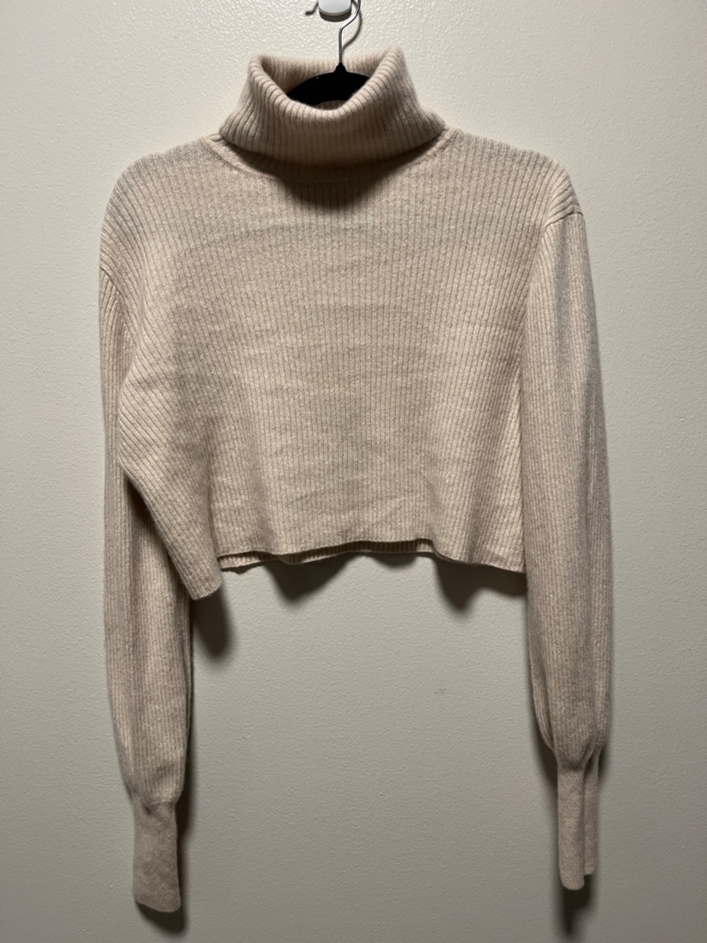 REFORMATION Luisa Cashmere Tan Ribbed Turtleneck Cropped Sweater, Size S - Picture 4 of 11